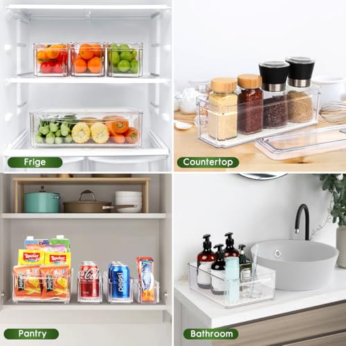 ZIJUND 4 Pack Fridge Organizer, Stackable Refrigerator Organizer Bins with Lids, BPA-Free Fridge Organizers and Storage Containers for Fruit, Vegetable, Food, Drinks, Cereals, Clear - size: 4 Bins（Have a XXXL size bin）