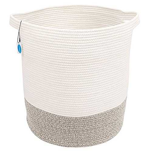 Casaphoria Extra Large Woven Cotton Rope Storage Basket for Organizing,Tall Round Woven Baskets for Clothes Blanket Pillows Towels,Big Capacity Laundry Hamper for Bathroom LivingRoom Bedroom - color: ‎Beige
