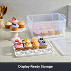 Snapware (2-Layer, 24 Cupcakes Plastic Detachable Cupcake Carrier Storage Container With Lid and Handle, Freezer Dishwasher Microwave Safe - size: 14.25" L x 10.5" W
