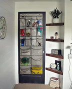 2 Pack Extra Large Hanging Crystal Clear Over Door Shoe Organizers, Closet Shoe Rack Organizer, 12+6 Pockets, 8 Hooks, Grey (59" x 21.6") - color: A-Grey&Clear