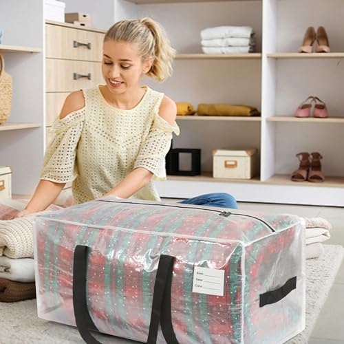 VTSVTS 6 Pack Extra Heavy Duty Large Moving Bags with Comfortable Handle & Strong Zipper,Storage Totes for Space Saving Moving Storage College Supplies Alternative to Moving Box,Clear - color: Clear, size: 6 Pcs