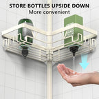KEGII Shower Corner Caddy Tension Pole, Rustproof Corner Bathroom Organizer, No Drilling Bathtub Shelf for Inside Shower, Waterproof Bathroom Tub Organizer, Fits 25-114.2 Inch Height, Cream White - style: Tension Caddy - Cream White