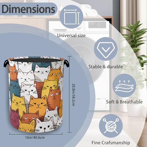 Funny Cat Laundry Basket,Foldable Oxford Cloth Tote Bag Laundry Hamper Clothes Storage Bucket Organizer for Bedroom Laundry Storage Dormitories 16" x 20.8" - color: Funny Cat
