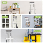 OTraki Broom Holder Wall Mount, No Drill Mop and Broom Organizer with 4 Slots and 5 Hooks, Garden Tool Hanger for Laundry Room Closet Kitchen Garage Storage and Organization