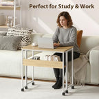 GarveeHome Folding Desk Small Rolling Desk with Storage Shelf,31.5 Inch Foldable Computer Table with Wheels,Portable Office Desk for Small Space Sofa Table,Easy to Fold - color: 31.5" Oak