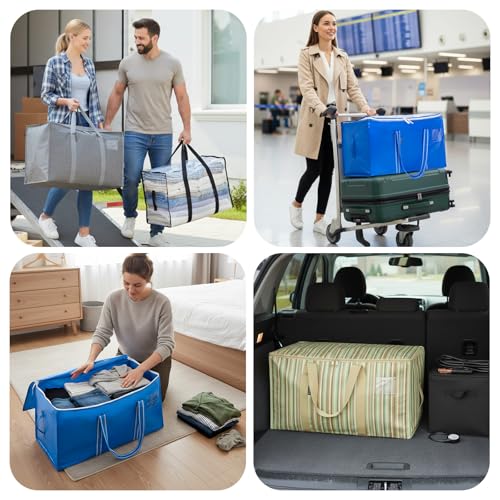BALEINE 4-Pack Oversized Moving Bags with Reinforced Handles, Heavy-Duty Storage Tote for Clothes, Moving Supplies (Royal Blue, 4-Pack) - color: Royal Blue, size: 4-Pack