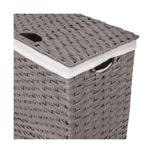 Seville Classics Premium Handwoven Portable Laundry Bin Basket with Carrying Handles, Household Storage for Clothes, Linens, Sheets, Gray, Rectangular Hamper - color: Gray, size: Rectangular Hamper (1-Pack)