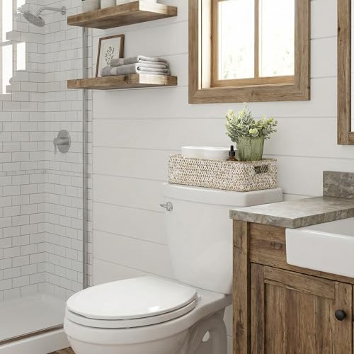 StorageWorks Wicker Toilet Paper Basket for Back of Toilet Baskets, Seagrass Bathroom Basket Organizer and Storage for Tank Topper, Small Tank Trays for Decor with Built-in Handles, Wipe White - color: Wipe White (Seagrass)