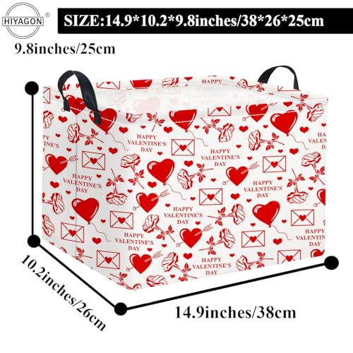 HIYAGON Rectangular Valentines Basket Fabric Storage Bin Storage Boxes Collapsible Storage Basket for Clothes Books Shelves Basket(Envelope Rose) - color: Envelope Rose