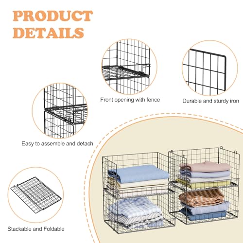 Yociyoga 4-Tier Stackable Closet Organizers and Storage Shelves, Foldable Closet Shelf Organizer, Black(Patent Protection)(Patent No. 30022416) - color: Black, size: 15.7"W x 11.8"D x 34.6"H