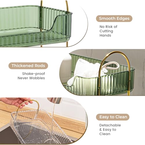 Aveniee Bathroom Counter Organizer, 2 Tier Perfume Skin Care Countertop Storage Shelf, Vanity Makeup Tray for Cosmetic Skincare Lotion,Green - color: Gem Green, size: 2 Tier