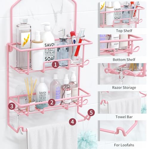 TreeLen Shower Caddy Pink, Large Shower Racks for Inside Shower, Pink Bathroom Organizer, Gift for Girlfriend - color: B-Pink