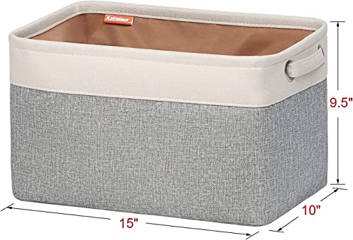 Kntiwiwo Foldable Storage Bin Collapsible Fabric Storage Basket Cube with Durable Handles Closet Organizer Bins for Organizing Shelves Drawers, Set of 3, 15" x 10" x 9.5", Grey - color: Grey, size: 15" x 10" x 9.5"