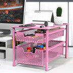 Simple Houseware Stackable 2 Tier Sliding Basket Organizer Drawer, Pink - color: Pink, size: 2-Tier