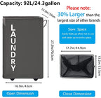 92L Extra Large Laundry Hamper with Leather Handle,Standable Laundry Basket with Wheels Laundry Hamper on Wheels,Large Hamper,Rolling Laundry Basket Grey - color: Grey/XXL, size: Super Large 27.5"