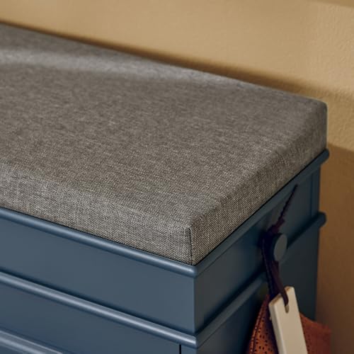 Haotian Shoe Storage Bench with Cushion, Navy Narrow Shoe Rack for Entryway, Small Shoe Cabinet with Flip-Drawer, Closet Hallway Mudroom FSR82-L-B - color: Navy, size: 1 Drawer:29.5x9.4x20"