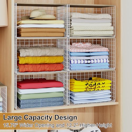 Closet Organizers And Storage Shelf, 3Pack Stackable Closet Storage Bin Basket For Clothes Sweaters With Top Board, Widened Opening, Heightened Height, Large Capacity Sturdy Clothing Storage Organizer - color: White, size: 3 Pack
