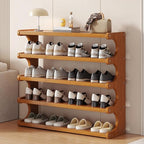 KNERS Bamboo Shoe Rack, Multi-Layer Space-Saving Shoe Organizer for Entryway, Bedroom or Living Room, Stable & Easy to Install, 3-Tier / 5-Tier / 6-Tier Options (5 Layer - 70cm) - size: 5 Layer - 70cm