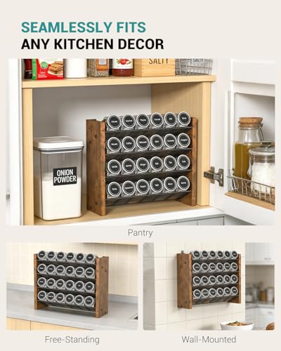 NESAPTO Spice Rack Organizer for Cabinet, Wooden 4 Tier Vertical Seasoning Organizers for Kitchen Pantry, Countertop/Wall Mount, Holds 24 Spice Jars (No Jars Included),12.2" W × 9.4" H - size: Holds 24 Jars, 12.2"W × 9.4"H