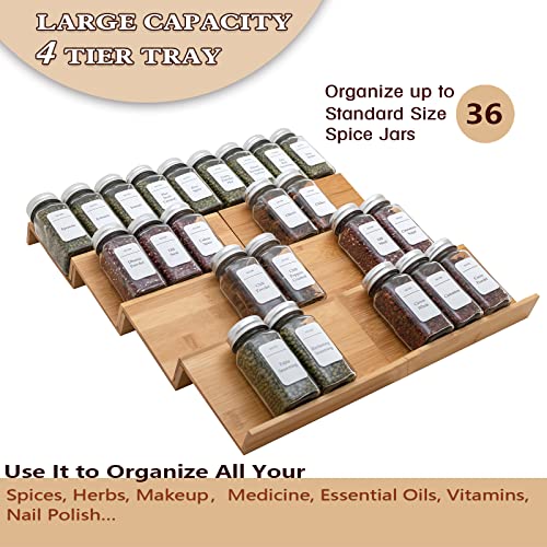 Bamboo Spice Rack Drawer Organizer - 8 Piece Set - 8" or 16" Wide - size: 16"