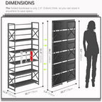 4NM Extra Wide 6 Tiers No Assembly Book Shelves, 61.8" H Folding Bookshelf Bookcase Open Industrial Foldable Shelves for Bedroom, Living Room, Home Office - All Black - color: All Black, size: Wide XX 6-Tier