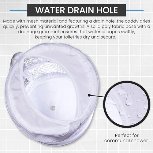 Handy Laundry Portable Shower Caddy – Foldable Mesh Organizer with Handle, Quick Dry, Large Compartments, Drainage Hole, Ideal for Dorm, College, Gym, Travel, Camp – White - color: White, size: Large