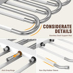 HUITEM Space Saving 6 Tier Pant Hangers, Anti-Slip, Lightweight, Stainless Steel, 2 Pack, White - color: White, size: 2 Pack