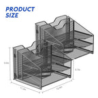 Samstar 2 Pack Mesh Desk File Organizer Letter Tray Holder, Desktop File Folder Holder with 3 Paper Trays and 2 Vertical Upright Section, Black - color: 2 Pack