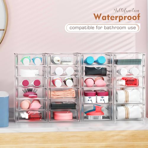ARSTPEOE 22 Drawers, Acrylic Desk Makeup Organizer, Plastic Drawers Organizer, Stackable Storage Solution for Makeup, Dresser, Office, Bathroom Clear Plastic Craft and Bead Storage Cabinet - size: 22 Drawers