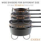 CAXXA Heavy Duty Pan Rack, Pot Lid Rack, Kitchen Cabinet Pantry Cookware Organizer Rack Holder with 5 Adjustable Dividers, Chrome - size: 12.8 x 10.4 x 8.9 INCH