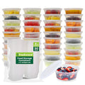 Freshware Food Storage Containers [50 Set] 8 oz Plastic Deli Containers with Lids, Slime, Soup, Meal Prep Containers | BPA Free | Stackable | Leakproof | Microwave/Dishwasher/Freezer Safe - size: 8 oz, 50-Set
