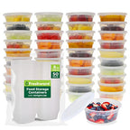 Freshware Food Storage Containers [50 Set] 8 oz Plastic Deli Containers with Lids, Slime, Soup, Meal Prep Containers, BPA Free, Stackable, Leakproof, Microwave, Dishwasher and Freezer Safe - size: 8 oz, 50-Pack