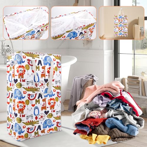 Odonata Slim Laundry Hamper Handles Collapsible Laundry Basket Thin Dirty Clothes Basket Narrow Laundry Bag Foldable Dirty Hamper 48L (Animal) - color: Animal