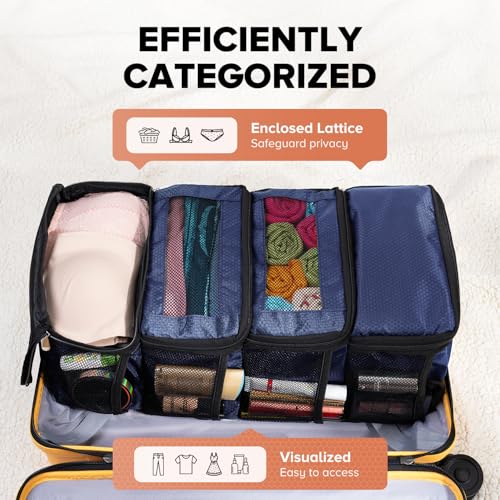 Suitcase Organizer, Travel Luggage Organizer Hanging Shelves Packing Cube Closet/Collapsible Portable Travel Organizer for Carry-on - color: Blue-S-4 Tier, size: Small