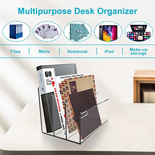 Boloyo Acrylic File Holder,2PC 3 Sections Clear File Organizer Mail Letter Sorter Desktop Folder Holder for Home Office School Envelope Bill Filling Paper Document - color: Clear, size: 3 Sections(2PC)