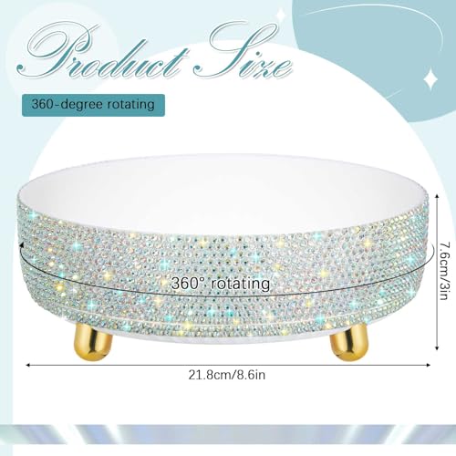 Honeydak White Bling Perfume Makeup Organizer Bling Mother's Day Nurses Day Gifts for Women Bathroom Organizers and Storage 360 Rotating Makeup Organizer for Countertop(Resin Stone) - size: Rhinestone