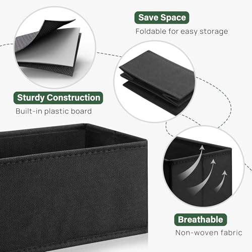 Kootek 16 Pack Drawer Organizer Clothes, Dresser Drawer Organizers for Clothing Fabric Foldable Closet Organizers and Storage Bins for Baby Clothes, Nursery, Underwear, Bras, Socks - color: Black