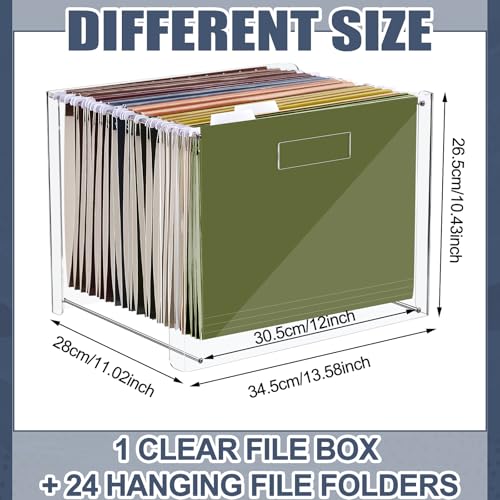 Dispowreath 24 Hanging File Folder with Acrylic Organizer for Letter/a4 Size Desktop Clear File Storage Box with Handles for Home Work Office Use(Neutral,Classic) - color: Neutral, style: Classic