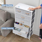 Crestlive Products Vertical Dresser Storage Tower - Sturdy Steel Frame, Wood Top, Easy Pull Fabric Bins, Wood Handles - Organizer Unit for Bedroom, Hallway, Entryway, Closets - 7 Drawers (Light Gray) - color: Light Gray, style: 7 Drawers