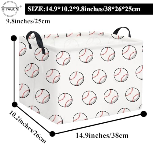 HIYAGON Rectangular Baseball Basket Kids Baby Nursery Storage Basket for Boys Football Room Decor Cute Toy Storage Organizer Bins Bedroom(Baseballs) - color: Baseballs