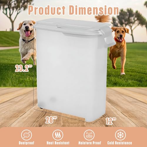 Buddeez Airtight Pet Food Storage Container - 50 QT Capacity Dog Food Storage Container - Cat Food Container, Bird Seed Storage Container, Rolling Storage Bin, Air Tight with White Lid - color: White Lid, size: 1 Pack (50 Quart)