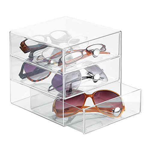 iDesign 3-Drawer Stackable Makeup Organizer - Clear Plastic Drawers for Bathroom, Vanity, or Desk - color: Clear, style: Pack of 1