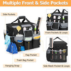 HODRANT Large Rolling Cleaning Caddy with Detachable Trolley & Lid, Cleaning Cart on Wheels with Shoulder Strap & Handles, Cleaning Supplies Organizer with Multi Pockets for Cleaning Tools Storage