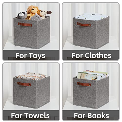 HNZIGE Shelf Storage Cubes Bins for Organizing, Set of 4, Cabby Fabric Cube 11x11 Closet Organizer with Handles (Gray) - color: Gray, size: 11"x11"x11"-4pack