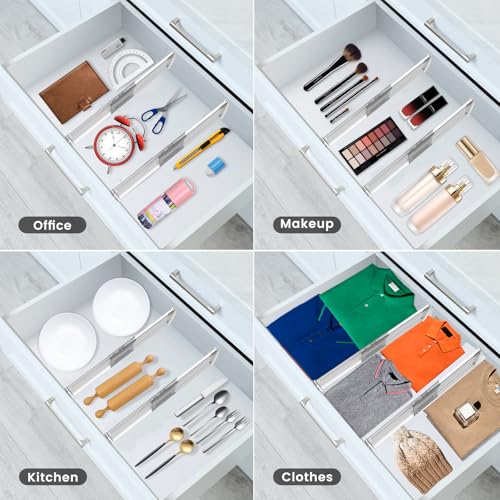 5 Pack 6" High Adjustable Drawer Dividers for Clothes,Expandable From 12-20" Clear Drawer Organizers, PC Plastic Separators for Dresser/Bedroom/Bathroom/Kitchen/Office Storage - size: 5 PCS-6IN-T1-Clear