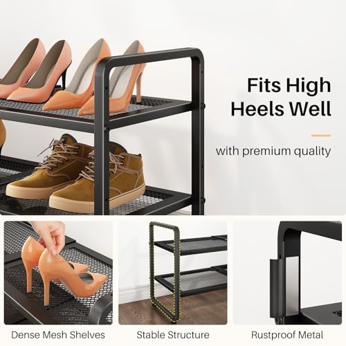 SNTD Shoe Rack - Expandable Shoe Organizer for Closet, Adjustable Metal Shoe Shelf Storage, Stackable Long Shoe Stand Holder for Garage, Entryway, Door Entrance (Black, 2-Tier) - color: Black, size: 2-Tier