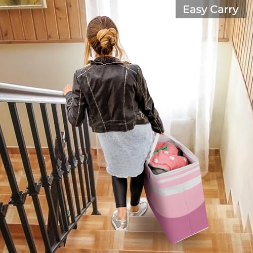 HomeHacks 2 Pack Large Laundry Baskets, Waterproof, Freestanding Laundry Hampers, Collapsible Clothes Hamper with Reinforced Handles in Laundry, College Dorm, Bathroom, Bedroom (Pink, 75Lx2) - color: Pink, size: 75L