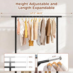 Luxspire Heavy Duty Clothes Rack Load 650 LBS, Double Rod Clothing Racks for Hanging Clothes, Rolling Garment Racks with Lockable Wheels, Shelves, Adjustable Laundry Hanging Rack, Black - color: Black