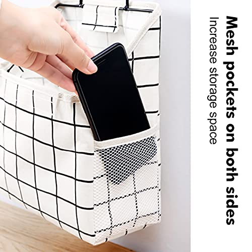 Fantasyon Wall Hanging Storage Bag, Waterproof Over The Door Closet Organizer Hanging Pocket Linen Cotton Organizer Box Containers for Bedroom, Bathroom (Black) - color: Black