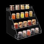 PMMASTO Tiered Spice Rack, Seasoning Organizer, Clear Acrylic Vertical Shelves Can Organizer for Countertop, Cabinet, Pantry, Kitchen Organization and Storage - 4 Tier - size: 4 Tier - inner width 1.93"